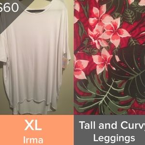 Lularoe xl white Irma and tc leggings