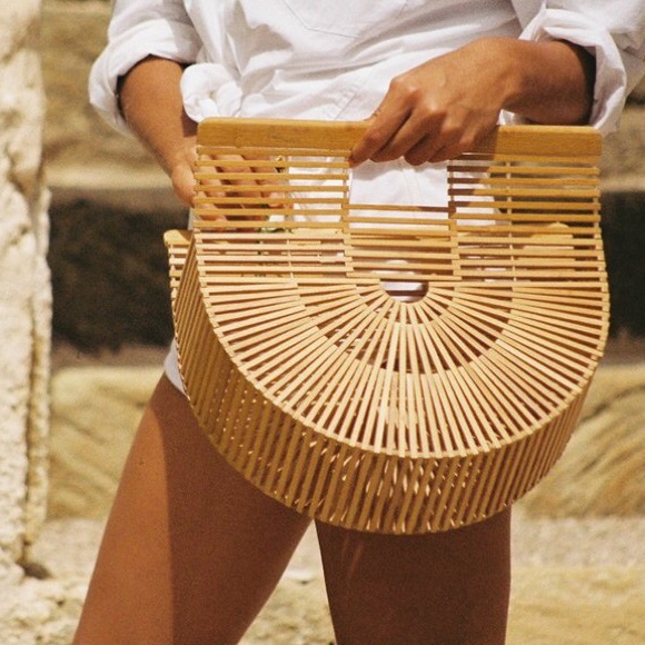 bamboo / wicker basket bag - Picture 2 of 5