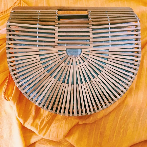 bamboo / wicker basket bag - Picture 3 of 5