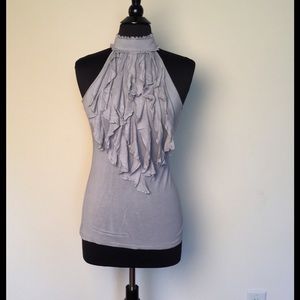 Grey halter top with ruffles