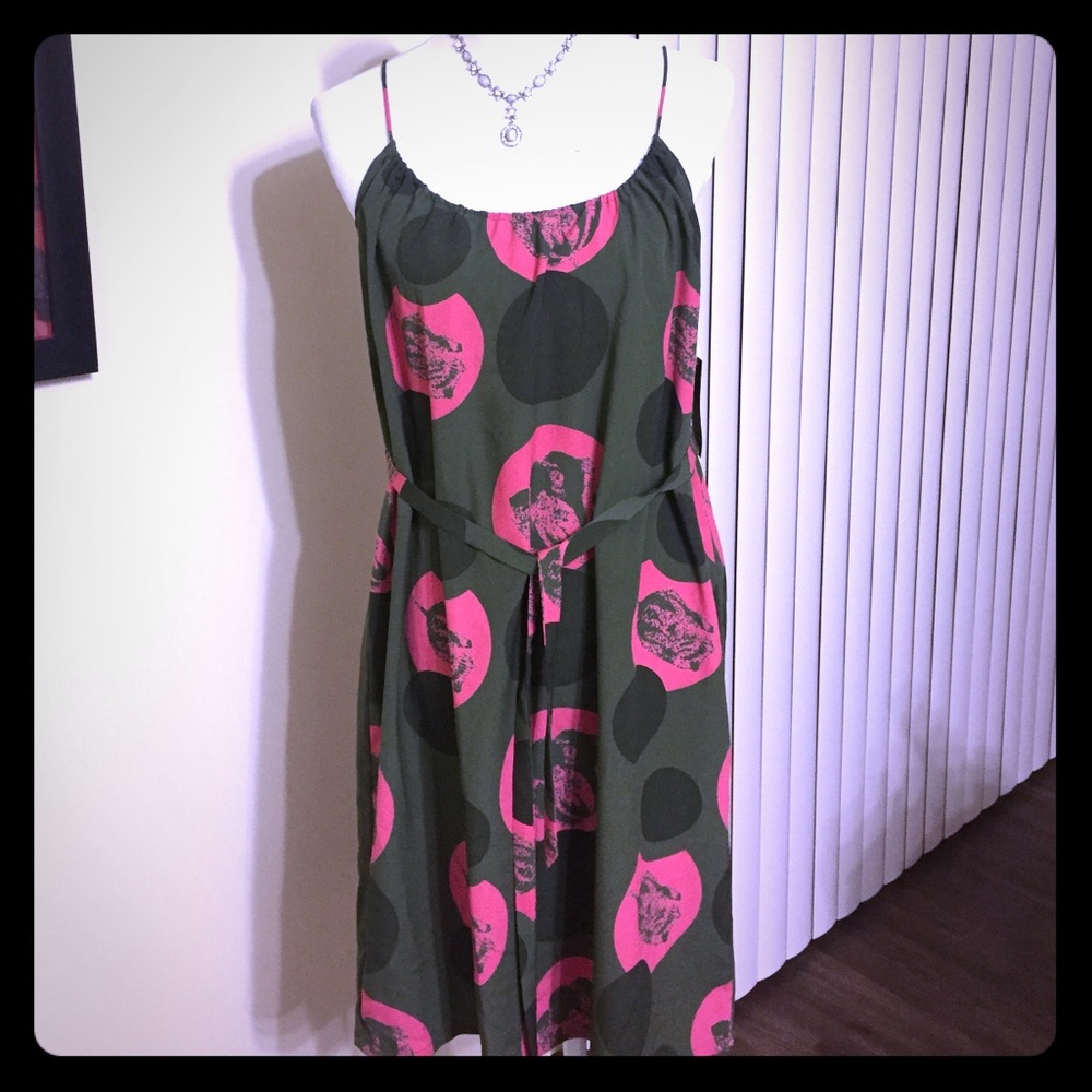 Tucker Hunter Green and Pink Mini Sun Dress.