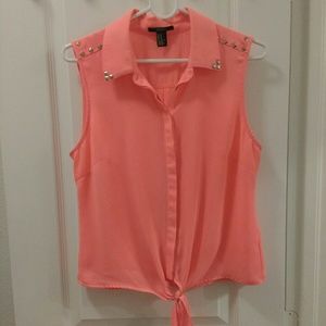 Coral sleeveless top