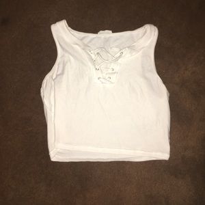 white cropped lace top