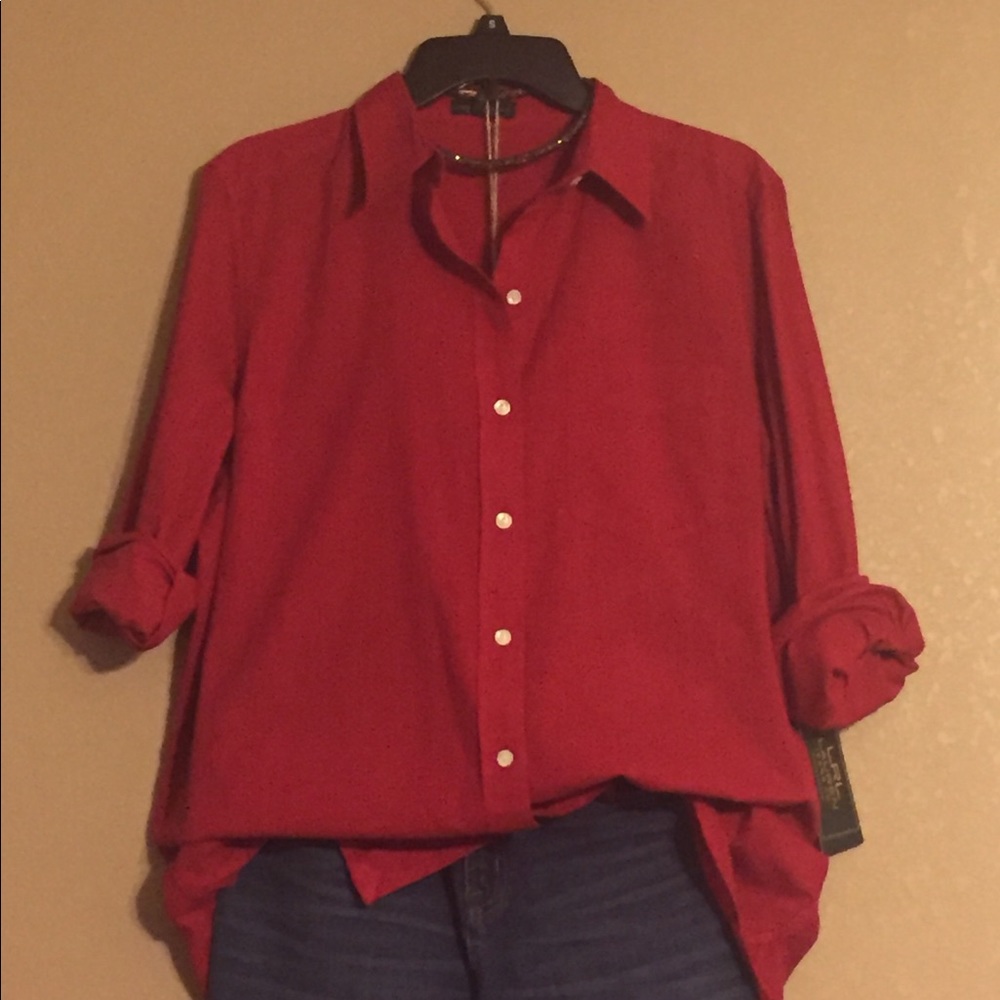💙RALPH LAUREN💙 button down top in spiced rum. M