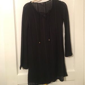 Black Crochet design Lace Up Dress