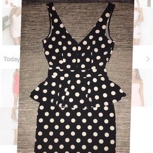 black and cream, polkadot dress