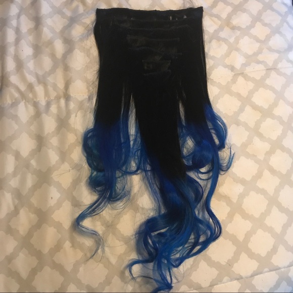 Black to blue 18 in real human hair extensions