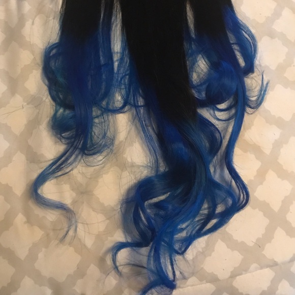 Black to blue 18 in real human hair extensions