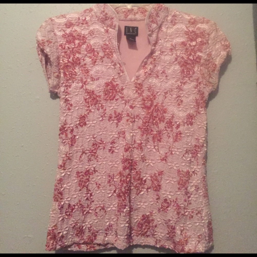 INC pink, short sleeve top