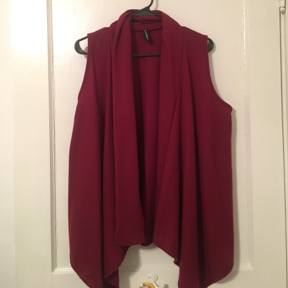 Oversized brick red sweater cardigan vest