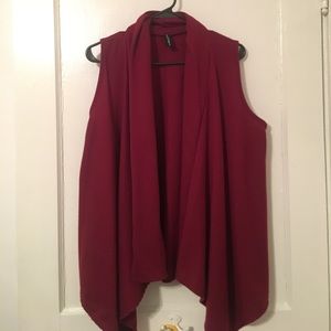 Oversized brick red sweater cardigan vest