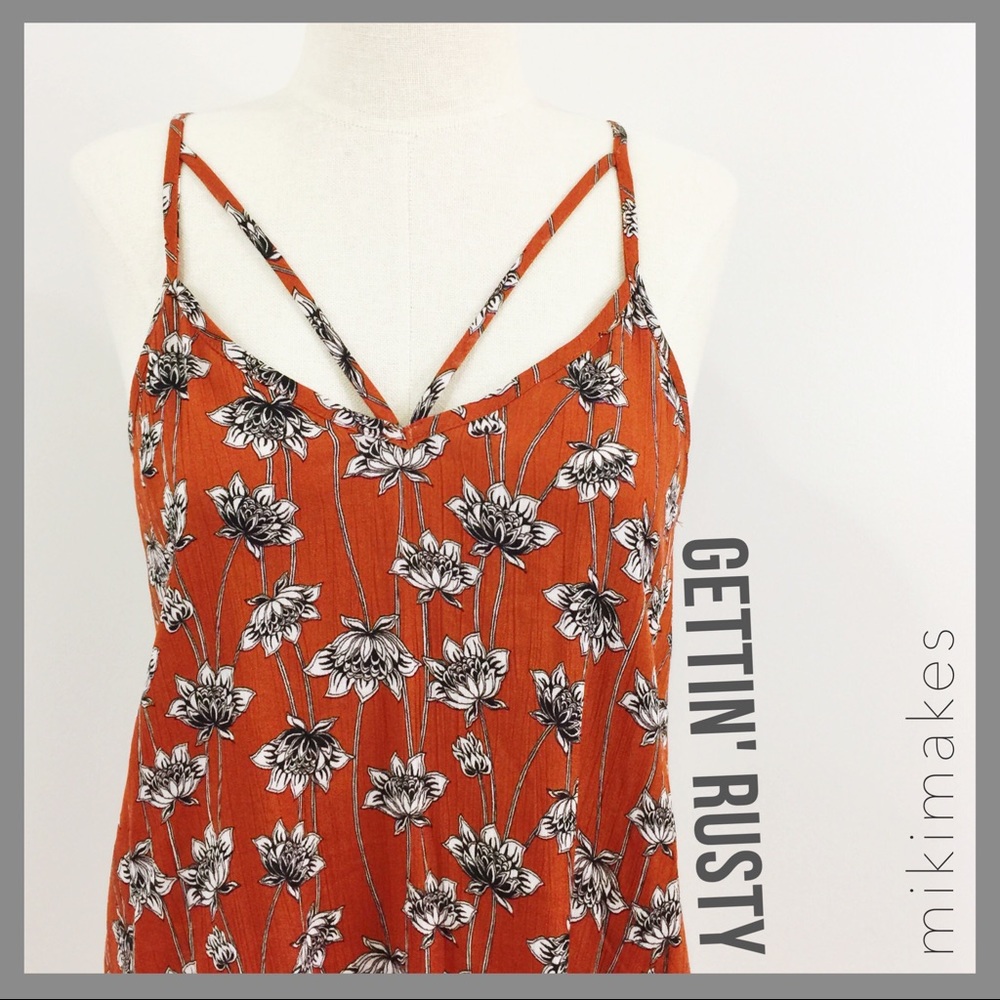 [ limonata ] NWOT rust floral tank t-back