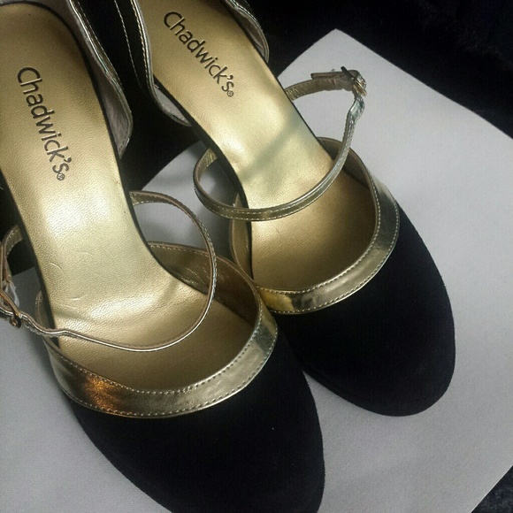 chadwicks shoes chadwicks gold and black suede strapped pymps from chadwicks shoes chadwicks gold and black suede strapped pymps from