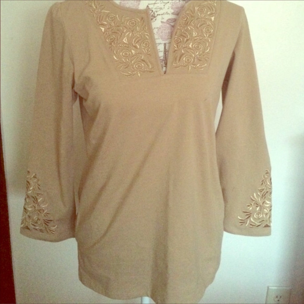 Liz Claiborne Gold Adorned Top