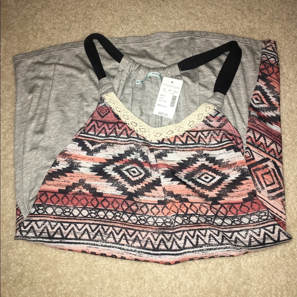 🆕MAURICES TANK TOP MEDIUM TRIBAL PRINT NWT