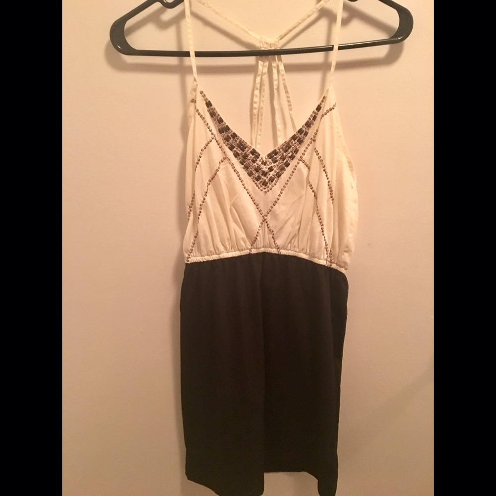 Black and white dress with jeweled detail