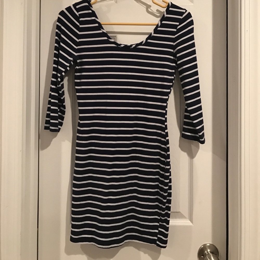 Navy/white striped dress
