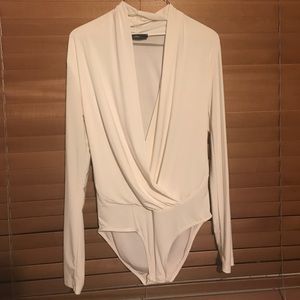White long sleeved bodysuit