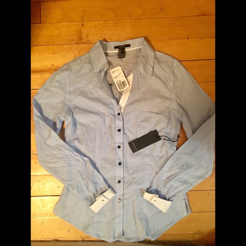 New with tags blue pinstripe button down