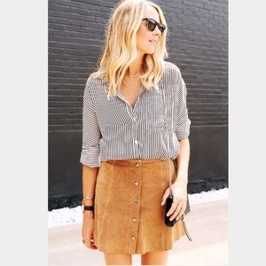 Tan Suede Button Skirt
