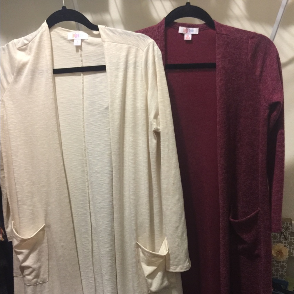 LulaRoe Sarah's XS & S - EUC - cream/burgundy