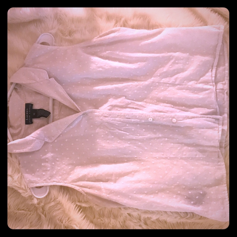 Dotted Swiss sleeveless blouse vintage RL