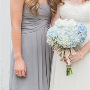 Light grey Davids Bridal short bridesmaid dress