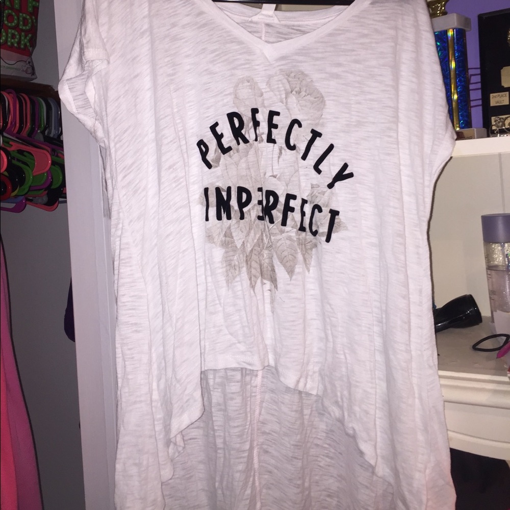 white "perfectly imperfect" graphic tee