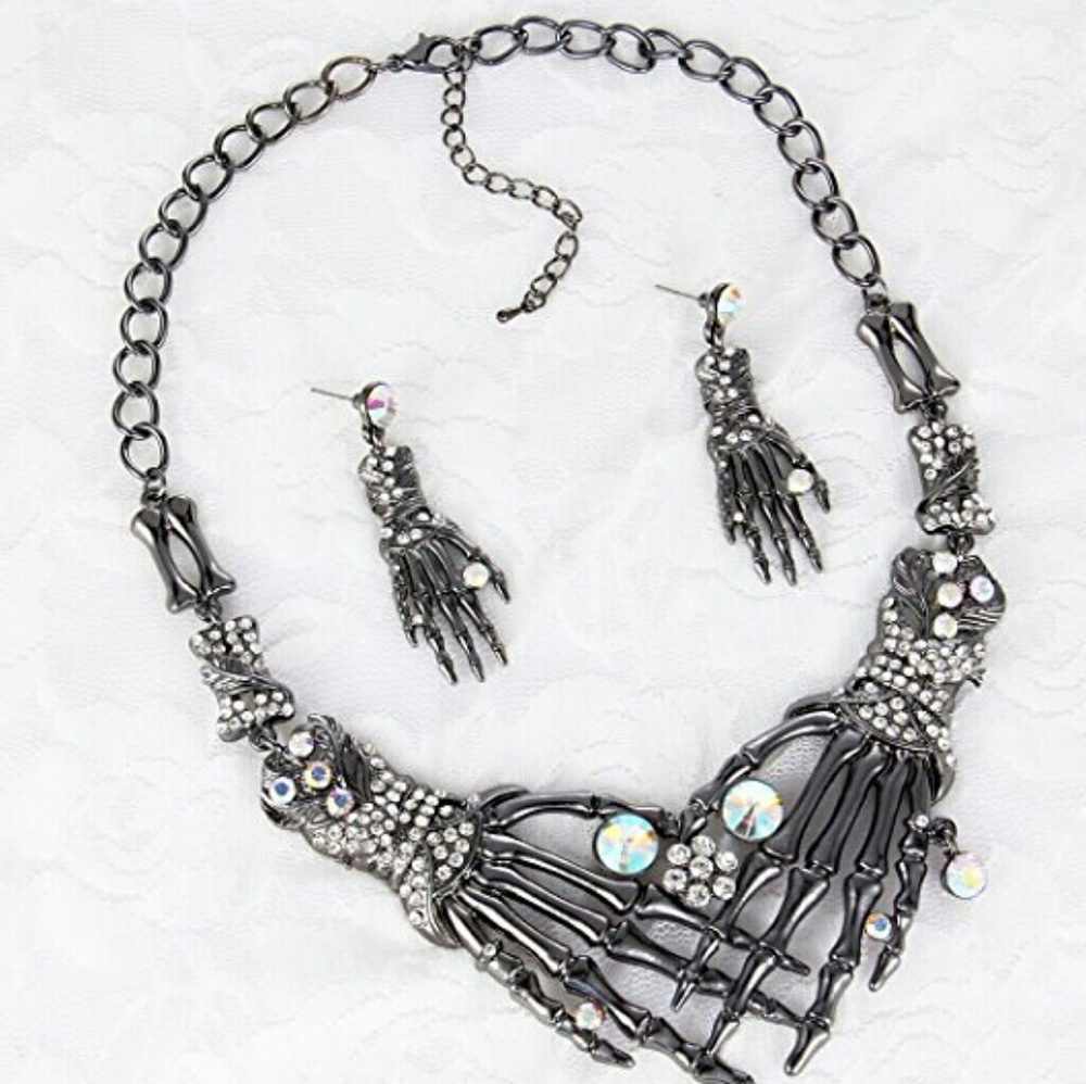 "GROPE-HER" Skeleton💀 Psychobilly punk necklace