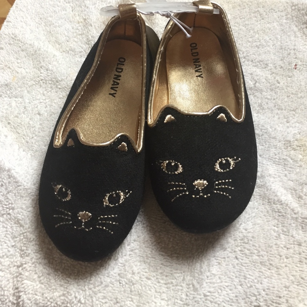 Old Navy Black Gold Kitty Flats for Toddler