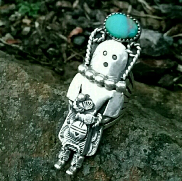 Vintage Other - RESERVED Sterling Silver Turquoise Kachina Ring