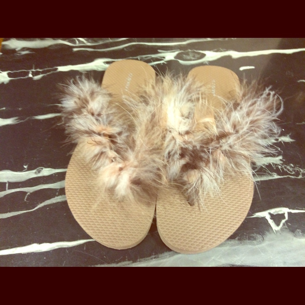 Furry flip flops