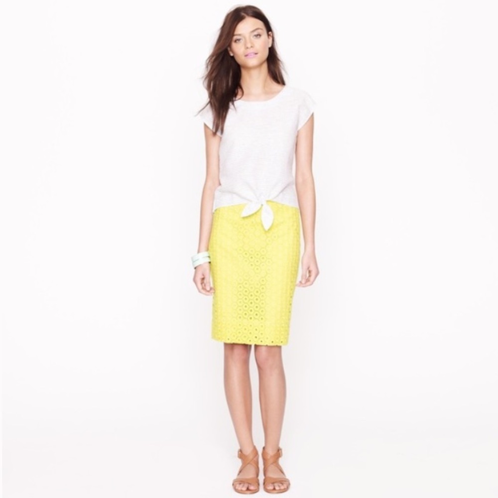 J. Crew No.2 Pencil Skirt in Circle Eyelet SAMPLE