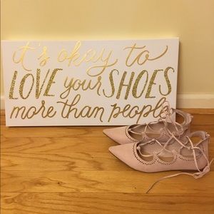 Pink lace up flats
