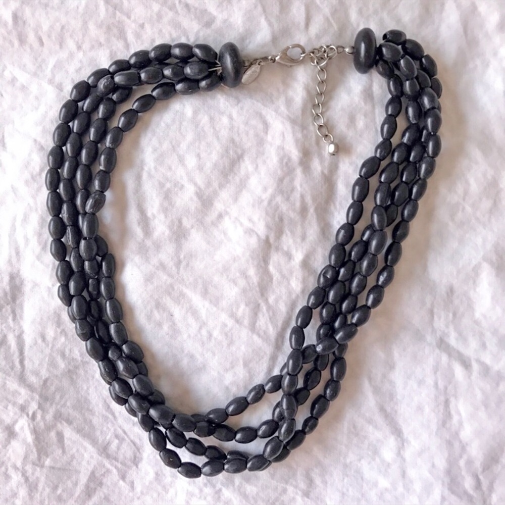 Bohemian Chic: Black Wood Bead Necklace by Express