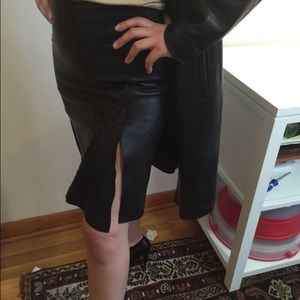 Leather jacket skirt set