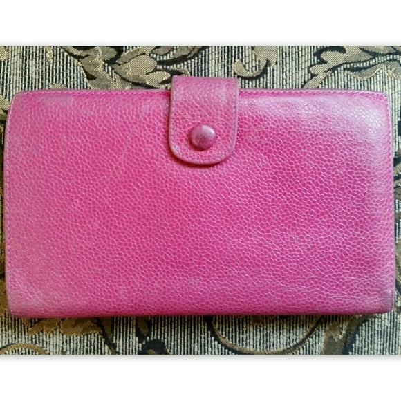 SOLD! CHANEL Auth Long Wallet Caviar Leather Pink - Picture 2 of 8