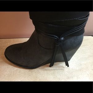 Black knee High wedge Boots