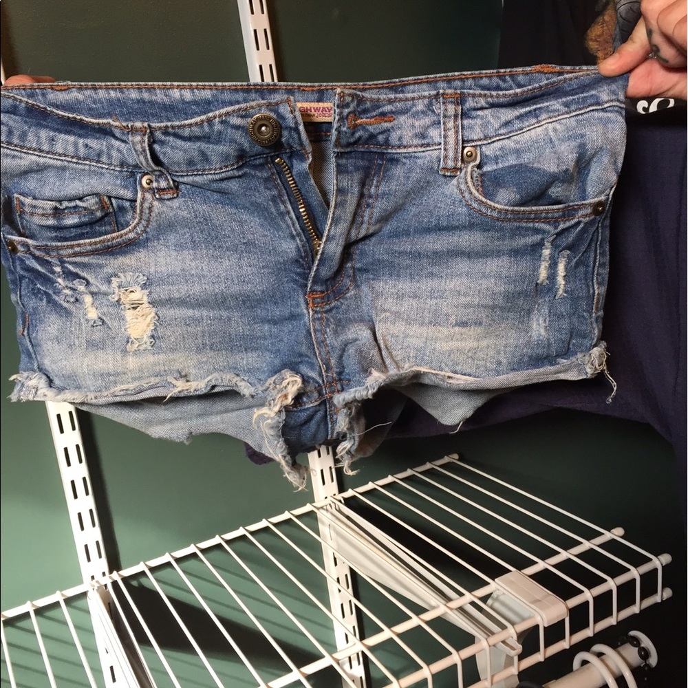 Distressed Denim short shorts