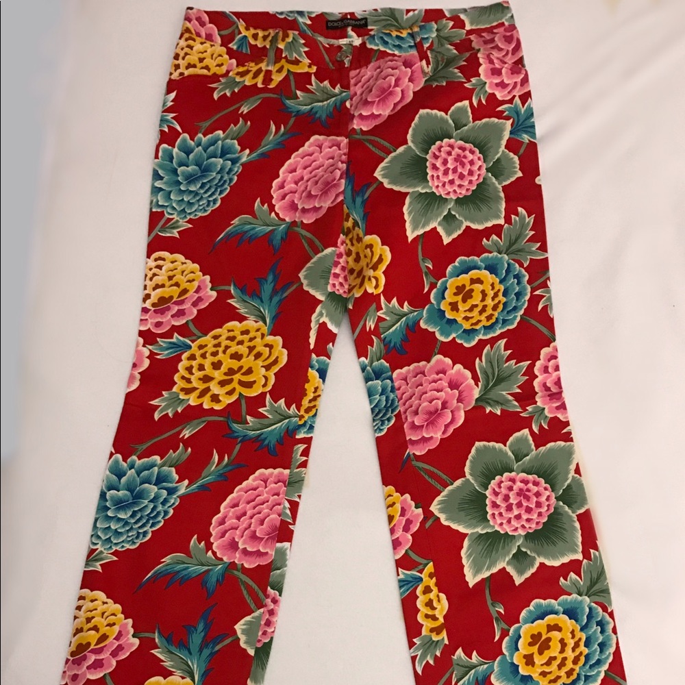 DOLCE & GABBANA Red Floral Pants. Never worn.