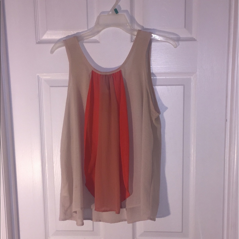 Cream Top with Coral Panels on back