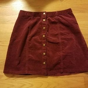 A line button up corduroy skirt