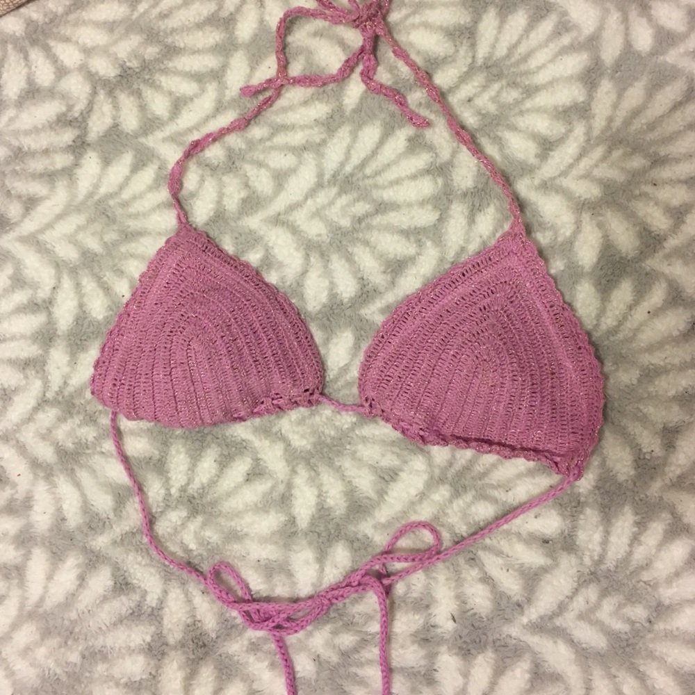 Pink crotchet bikini top