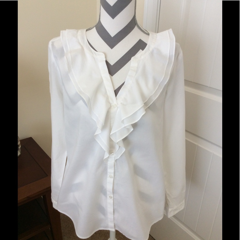 Loft white button down blouse