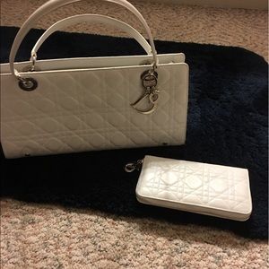 Dior white purse with wallet inside