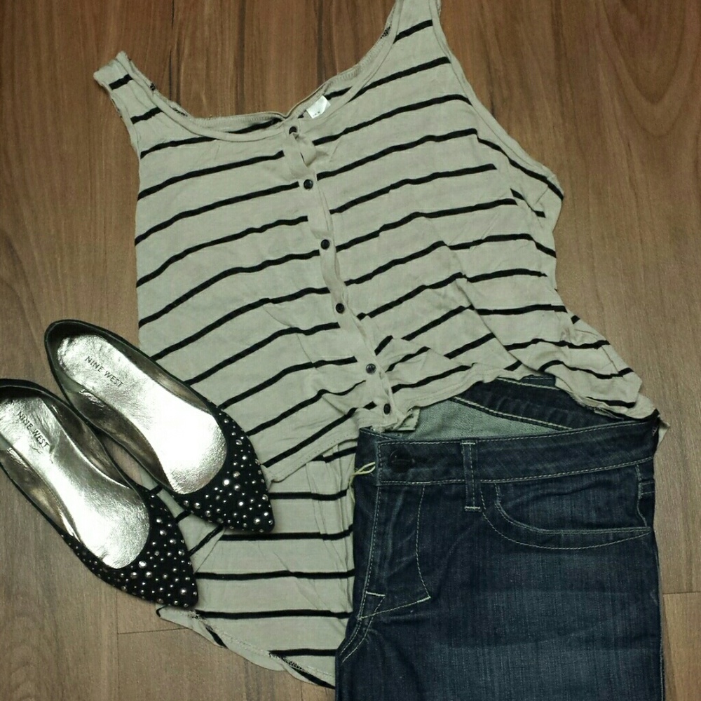*H&M Divided striped crop top tank high-low hem 12