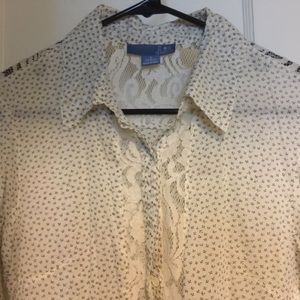 Anthropologie long sleeve semi-laced shirt