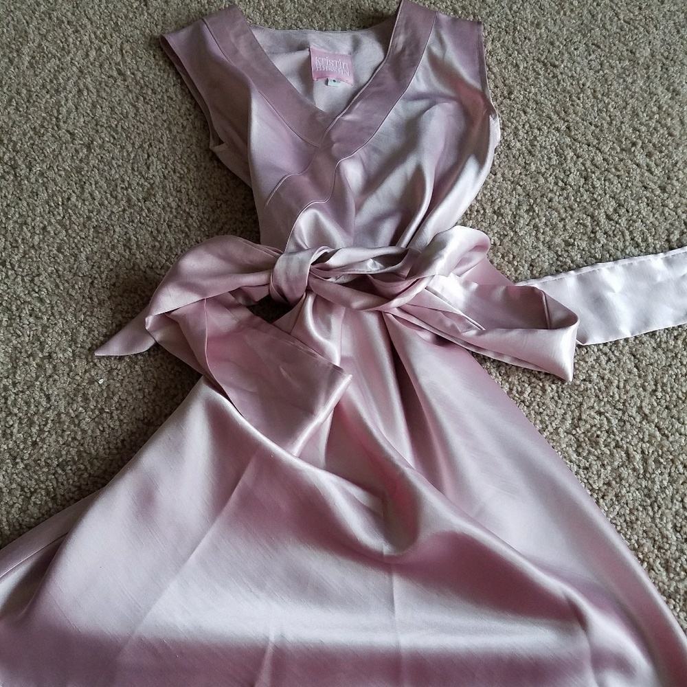 Cute pink satin dress wrap around