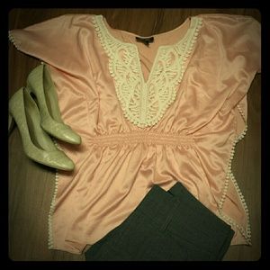 Kohl's Iz Byer embroidered pink peasant top, small