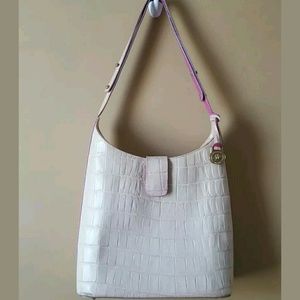 Brahmin Ivory Croc Structured Shoulder Bag